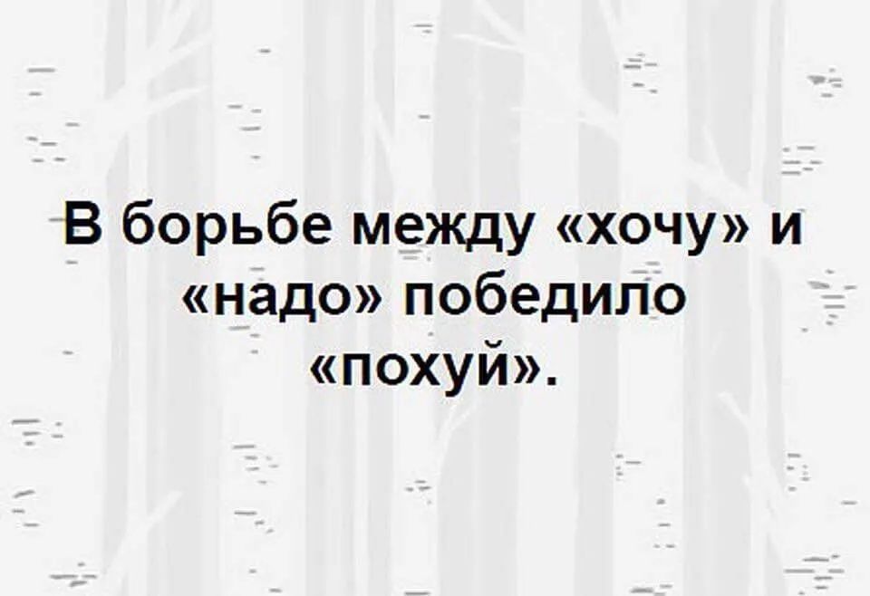 В борьбе между хочу и надо победило похуй