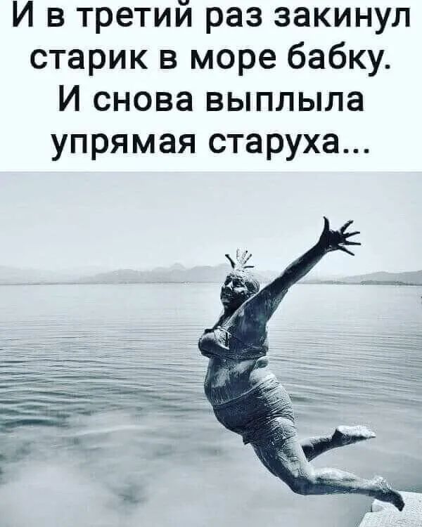 И в третий раз закинул старик в море бабку И снова выплыла упрямая старуха