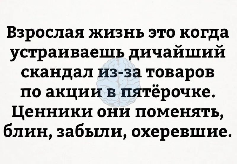 Взрослая жизнь это когда устраиваешъ дичайший скандал из за товаров по акции в пятёрочке Ценники они поменять блин забыли охеревшие