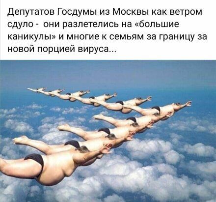 депутатов Госдумы из Москвы как ветром сдуло они разлетелись на большие каникулы и многие к семьям за границу за новой порцией вируса