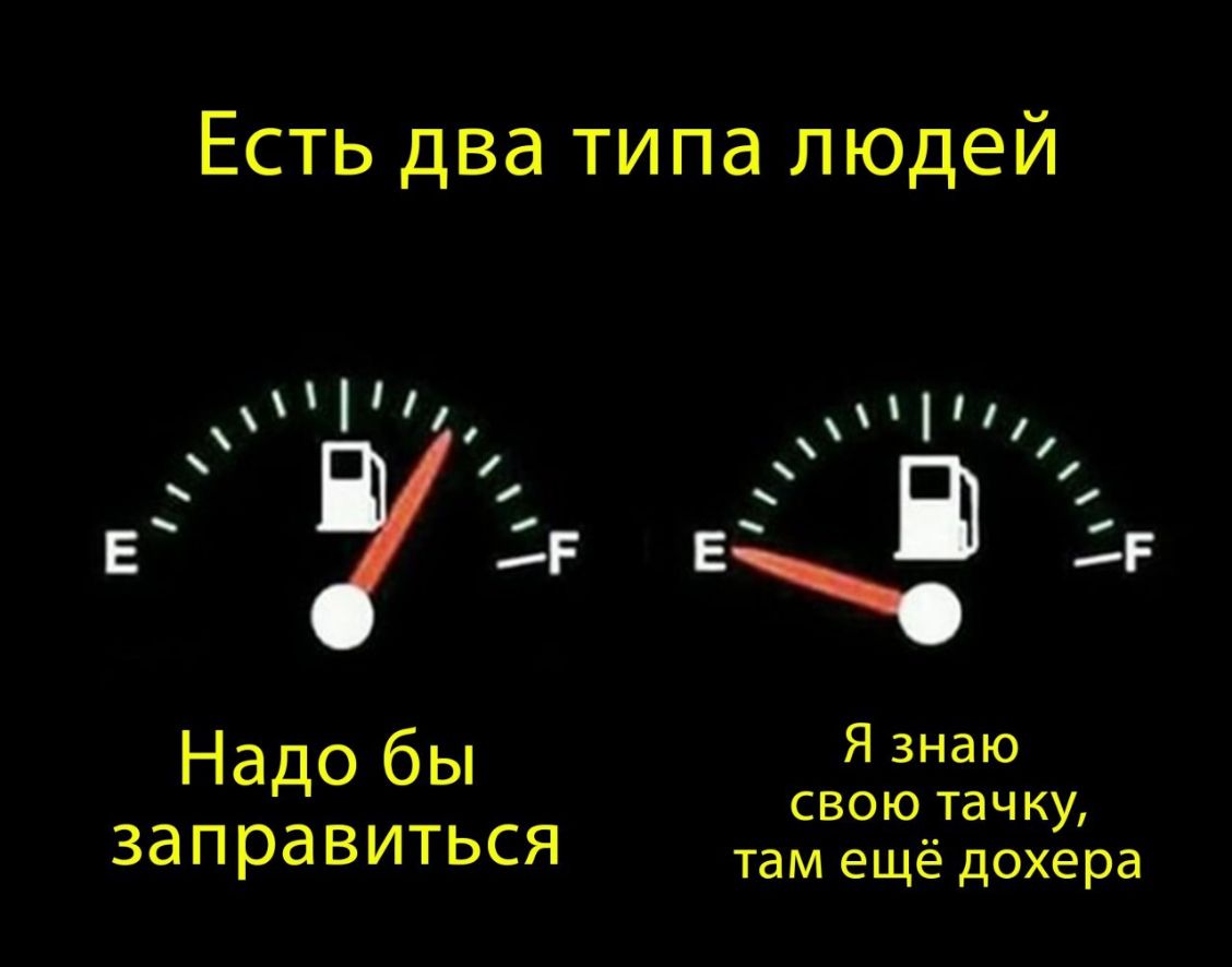 Есть два типа людей В Е Надо бы Я Знаю свою тачку заправиться там ещё дохера