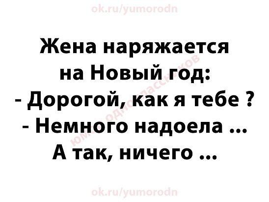 Жена наряжается на Новый год дорогой как я тебе Немного надоела А так ничего