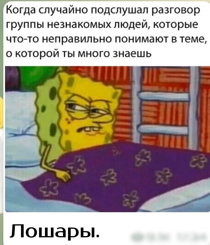 Когда случайно подслушал разговор группы незнакомых людей которые чтото неправильно понимают в теме о которой ты много знаешь