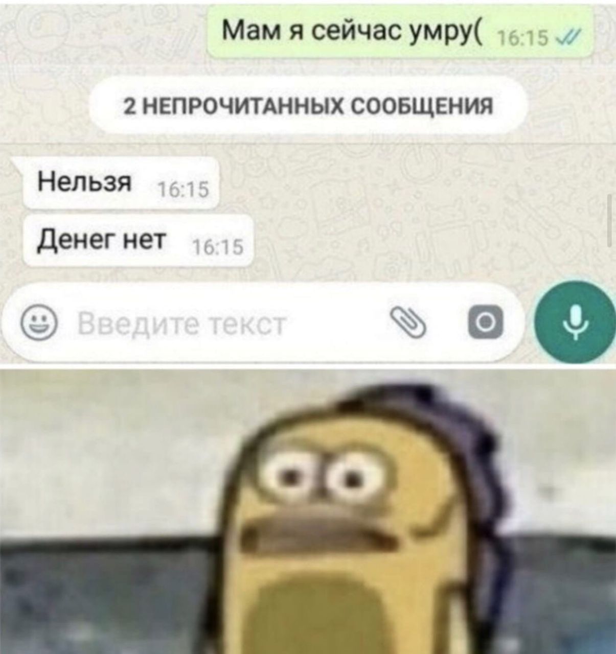 Мам я сейчас умру 2 ннпрочитднных соовщения Нельзя Денег нет 99