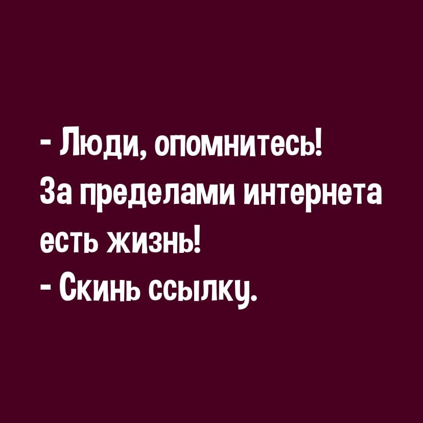 Люди опомнитесь За пределами интернета есть жизнь Скинь ссылку