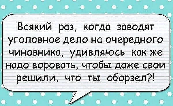 Всякий раз когда заводят уголовное дело на очередного чиновника удивляюсь как же надо воровать чтобы даже свои решили что ть оборзел