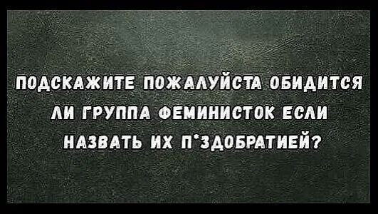 ПОДСКАЖИТЕ ПОЖАЛУЙСТА ОБИАИТСЯ АИ ГРУППА ФЕМИНИСТОК ЕСЛИ НАЗВАТЬ ИХ ПЗАОБРАТИЕЙ