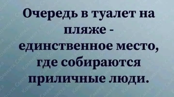 Очередь в туалет на пляже единственное место где собираются приличные люди