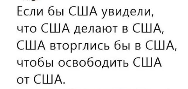 Если бы США увидели что США делают в США США вторглись бы в США чтобы освободить США от США