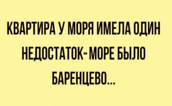 КВАРТИРА У МОРЯ ИМЕЛА ОДИН НЕДВВТАТПК МОРЕ БЫЛО БАРЕНЦЕВП