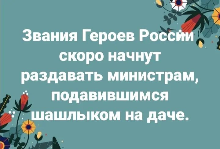 дд __ Звания Героев Росса _ скоро начнут раздавать министрам д подавившимся шашлыком на даче