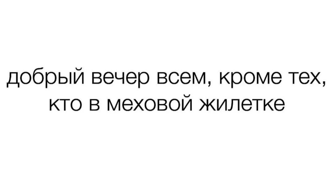 добрый вечер всем кроме тех кто в меховой жилетке