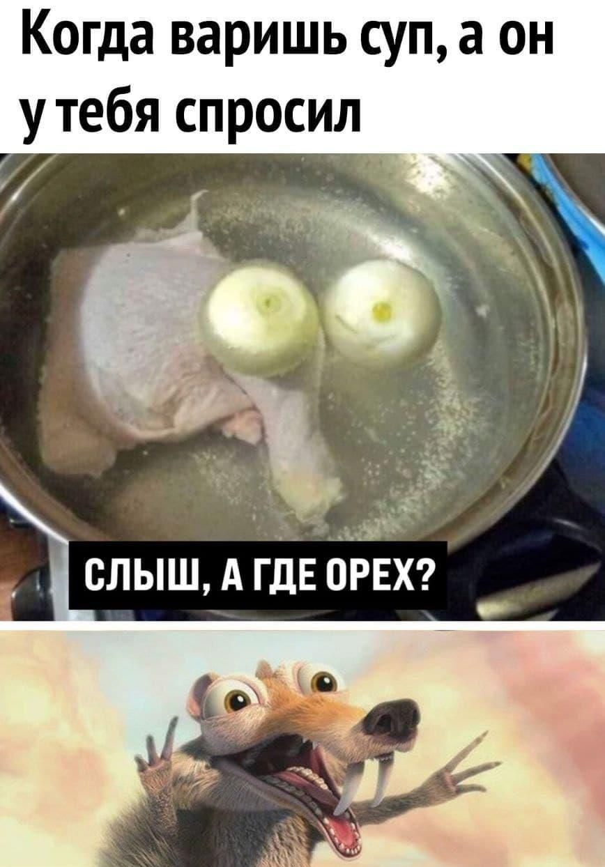 Когда варишь суп а он утебя спросил Ы _ слыш А гдЕ ОРЕХ