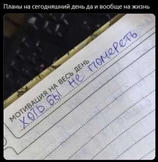 Планы на сегодняшний день да и вообще на жизнь