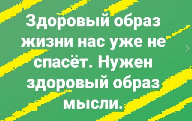 Здоровый образ жизни нас уже не спасёт Нужен здоровый образ мысли