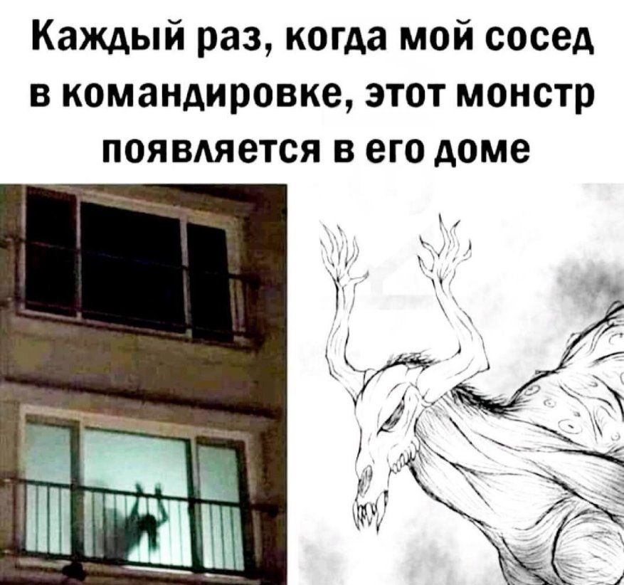 Каждый раз когда мой сосед в командировке этот монстр появляется в его доме