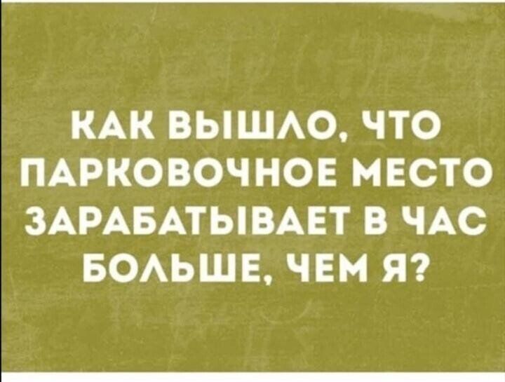 КАК ВЫШАО ЧТО ПАРКОВОЧНОЕ МЕСТО ЗАРАБАТЫВАЕТ В ЧАС БОАЬШЕ ЧЕМ Я