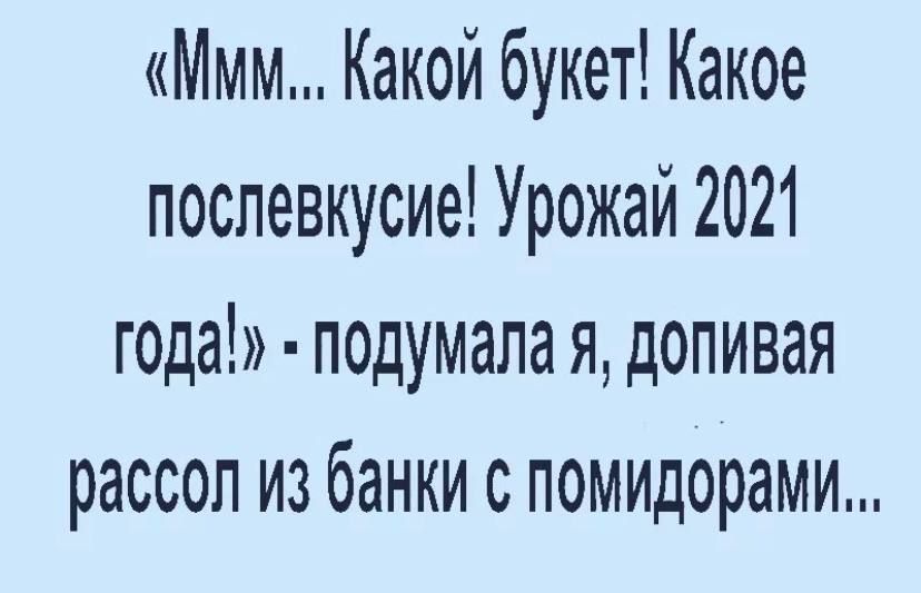 Ммм Какой букет Какое послевкусие Урожай 2021 года подумала я допивая рассол из банки с помидорами