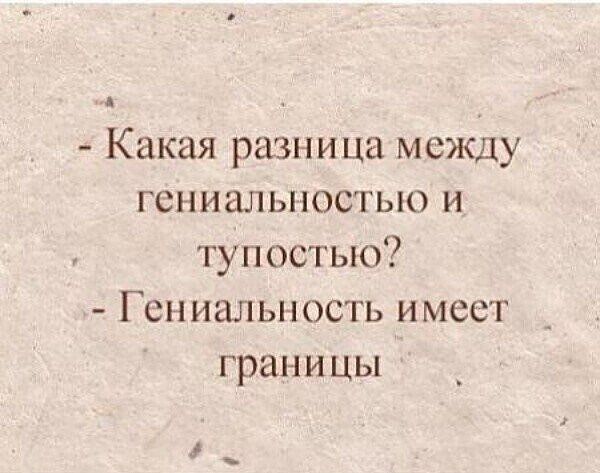 какая разница между гениальностью и тупостыю?  Гениальность имеет границы