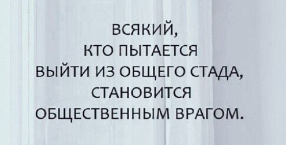 всякий кто ПЫТАЕТСЯ выйти из овщвго СТАДА СТАНОВИТСЯ овщвстввнным ВРАГОМ