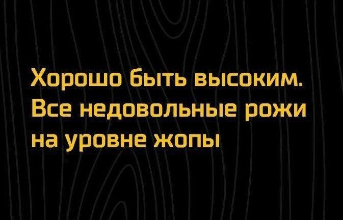 Хорошо Быть высоким Все недовольные рожи на уровне жопы