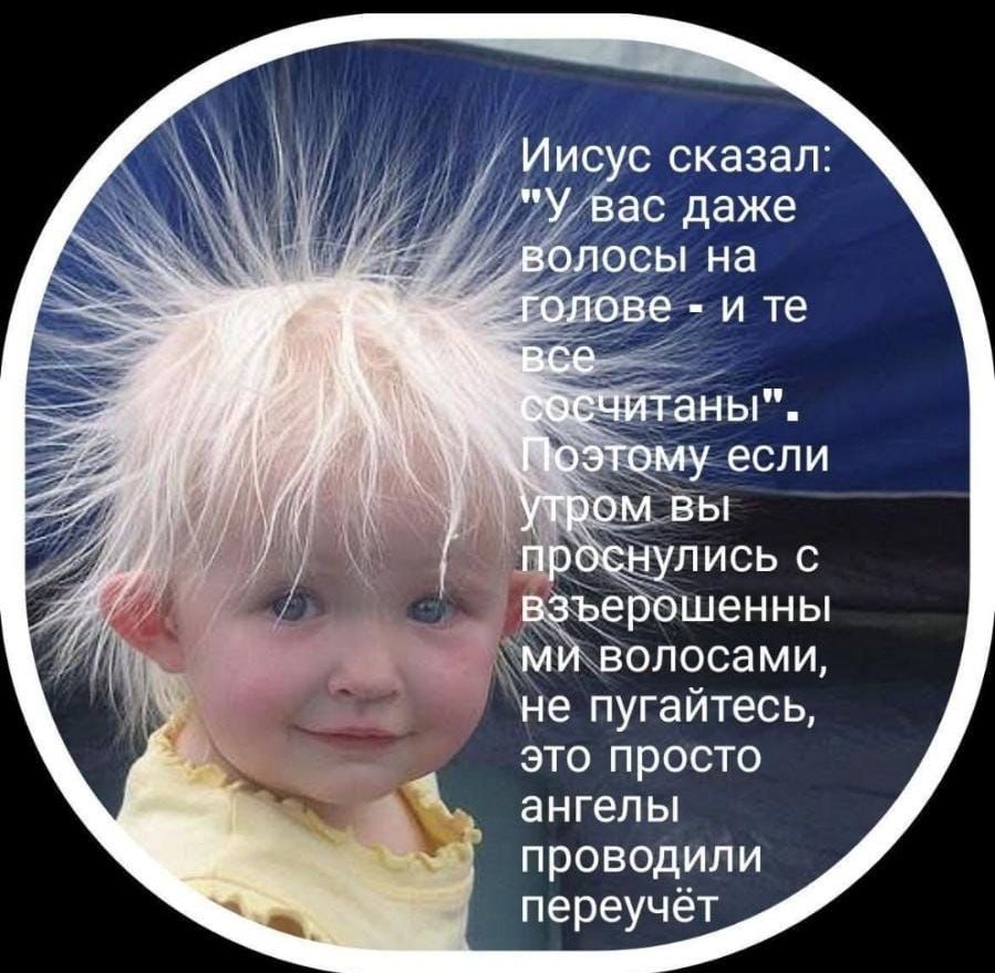 Иис 0 сказал ЧЁ шенны волосами не пугайтесь это просто ангелы проводили переучёт