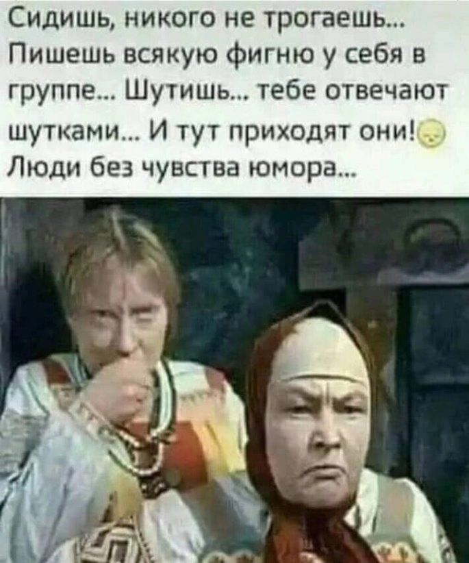 Сидишь никого не трогаешь Пишешь всякую фигню у себя в группе Шутишь тебе отвечают шутками И тут приходят они Люди без чувства юмора
