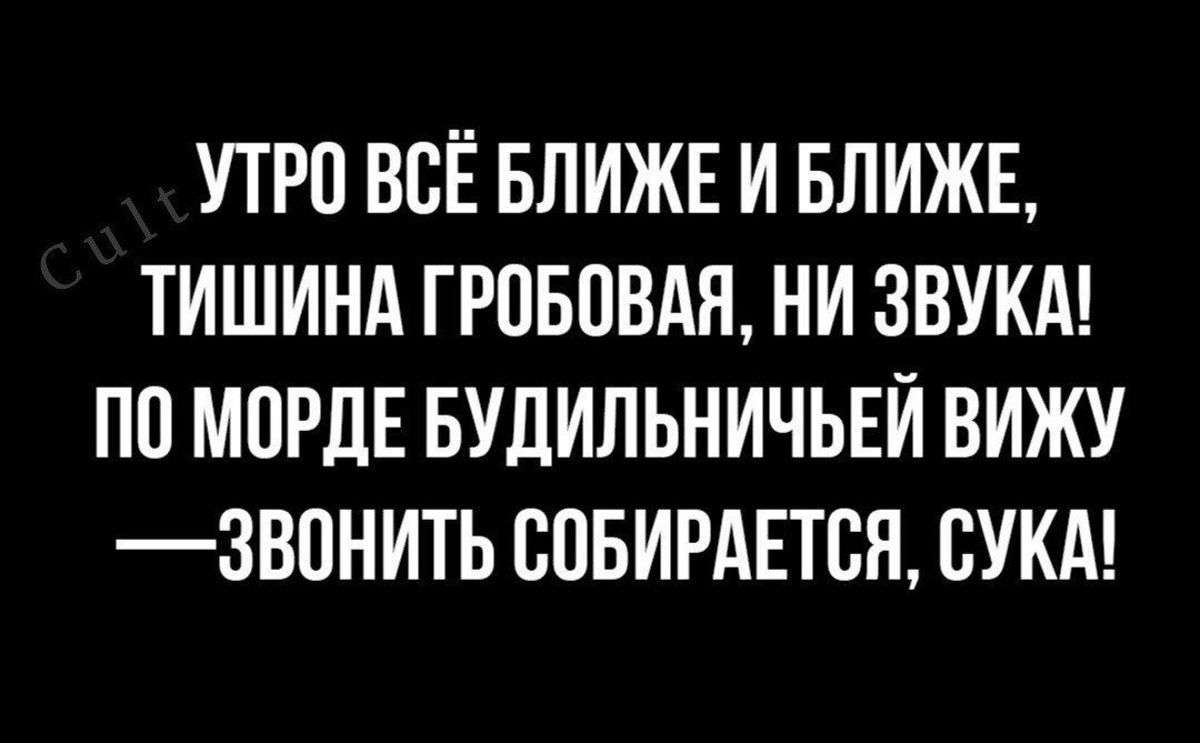 УТРП ВСЁ БЛИЖЕ И БЛИЖЕ ТИШИНА ГРПБПВАЯ НИ ЗВУКА ПП МПРДЕ БУДИЛЬНИЧЬЕЙ ВИЖУ ЗВПНИТЬ СПБИРАЕТСЯ СУКА