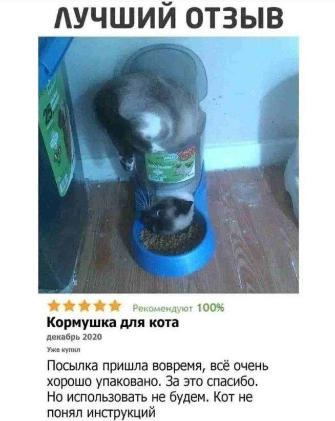 0 д пои кормушка Мя кт леи Бе шо у Посылка пришла вовремя всё очень хорошо упакована За это спасибо Но испольаоватъ не будем Кот не понял инсгрукций