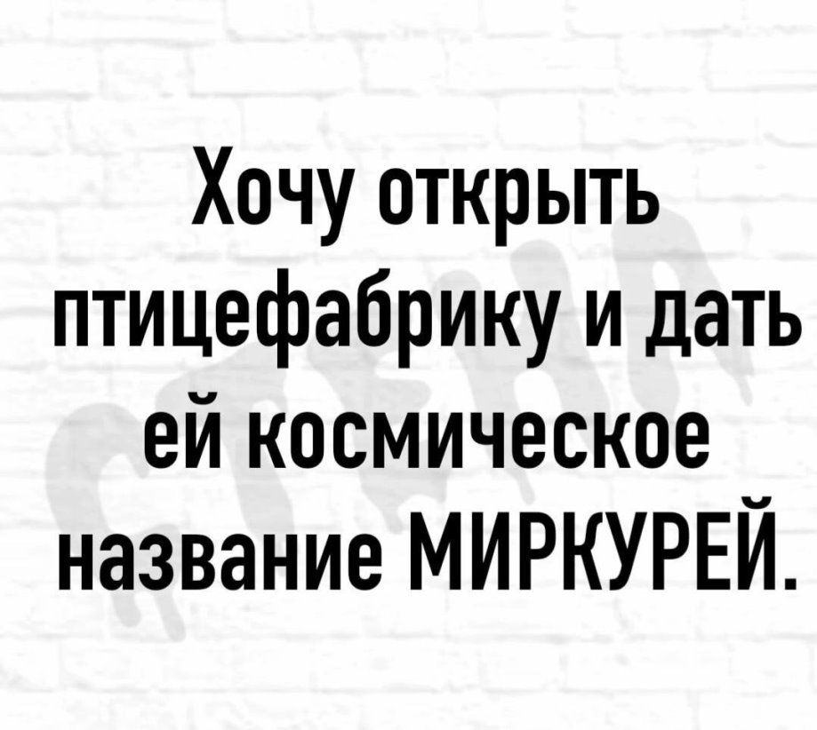 Хочу открыть птицефабрику и дать ей космическое название МИРКУРЕЙ