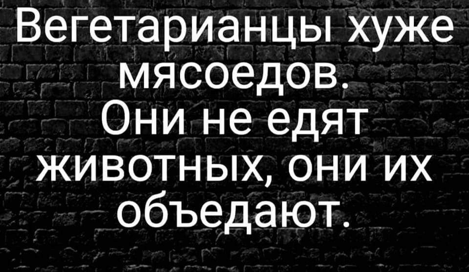 Вегетарианцы хуже мясоедов Они не едят животных они их объедают