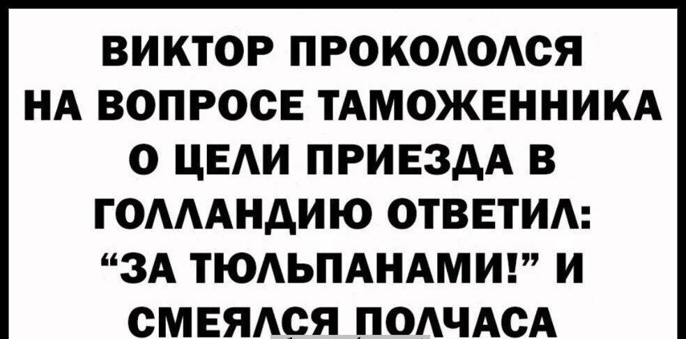 ВИКТОР ПРОКОАОАОЯ НА ВОПРОСЕ ТАМОЖЕННИКА О ЦЕАИ ПРИЕЗАА В ГОАААНАИЮ ОТВЕТИА ЗА ТЮАЬПАНАМИ И СМЕЯАСЯ ПОАЧАСА