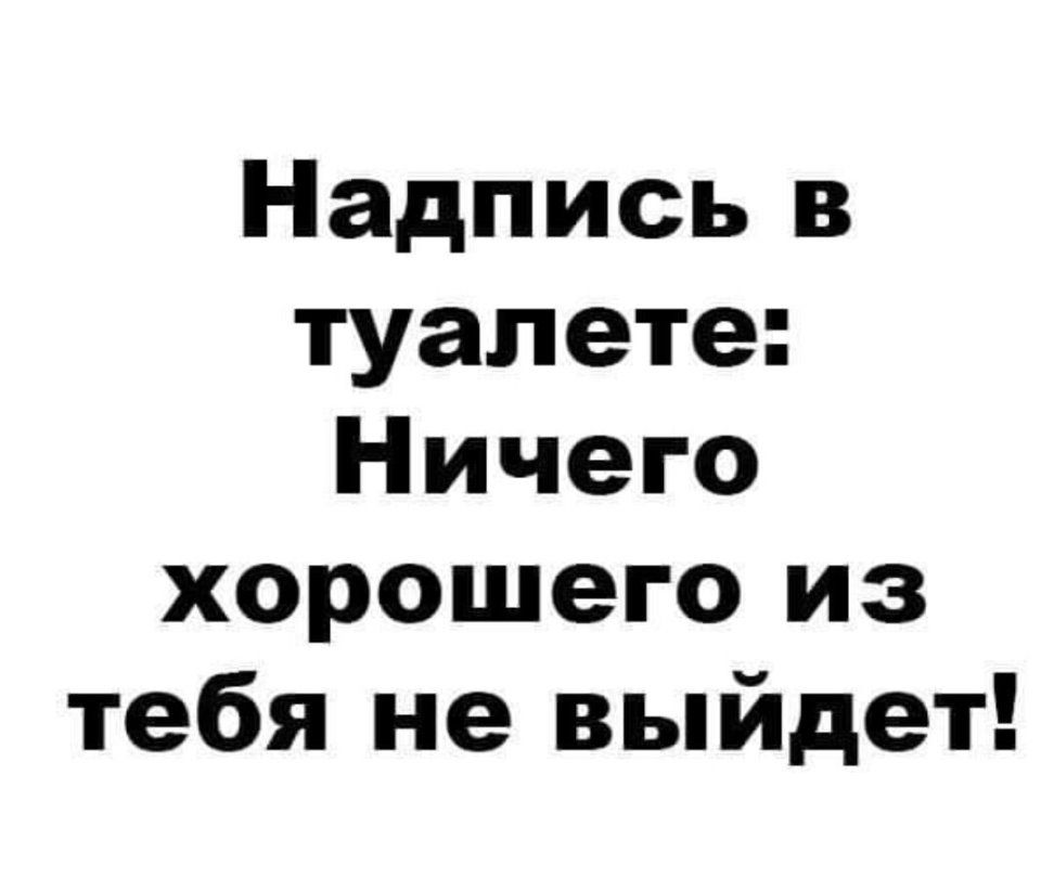 Надпись в туалете Ничего хорошего из тебя не выйдет