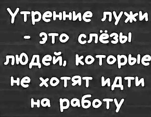 Утренние лужи это слёзы лЮдей которые не хотят идти на работу