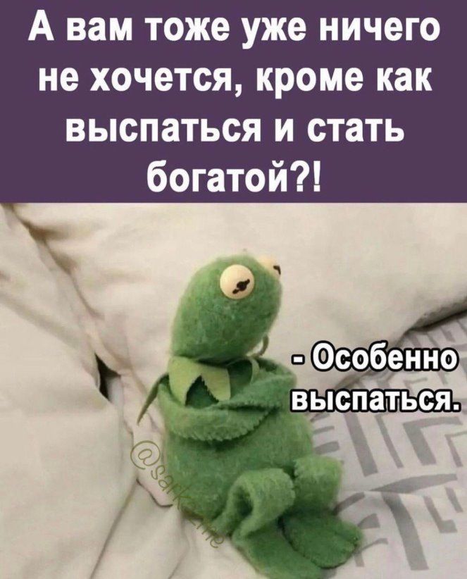 А вам тоже уже ничего не хочется кроме как выспаться и стать богатой