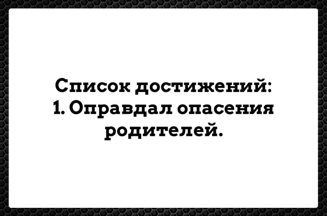 СПИСОК достижений 1 Оправдал опасения родителей