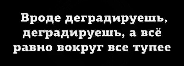 Вроде деградируешь деградируешъ а всё равно вокруг все тупее