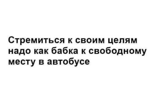 Стремиться к своим целям надо как бабка к свободному месту в автобусе