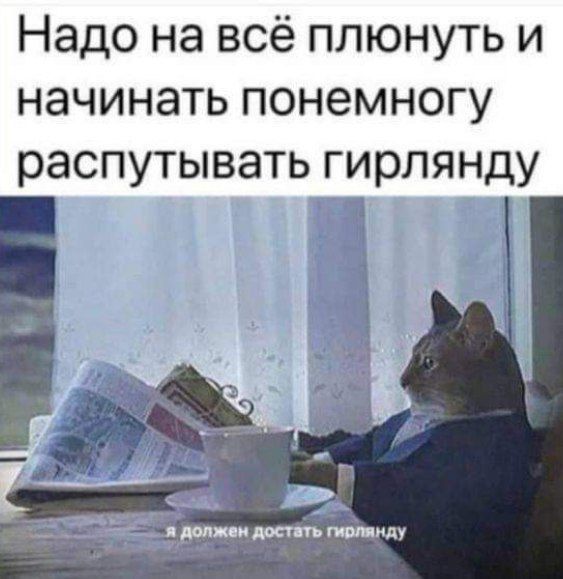 Надо на всё плюнуть и начинать понемногу распутывать гирлянду