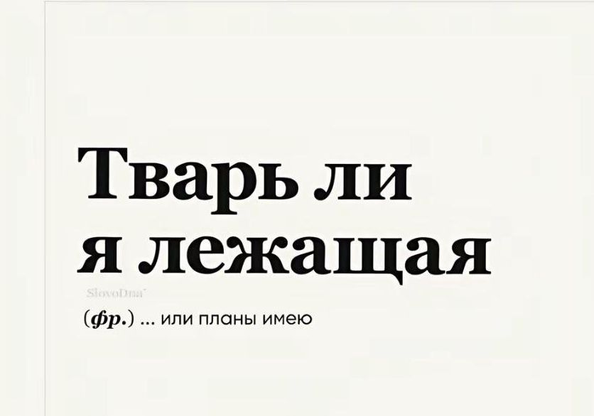 Тварь ли я лежащая фр или планы имею