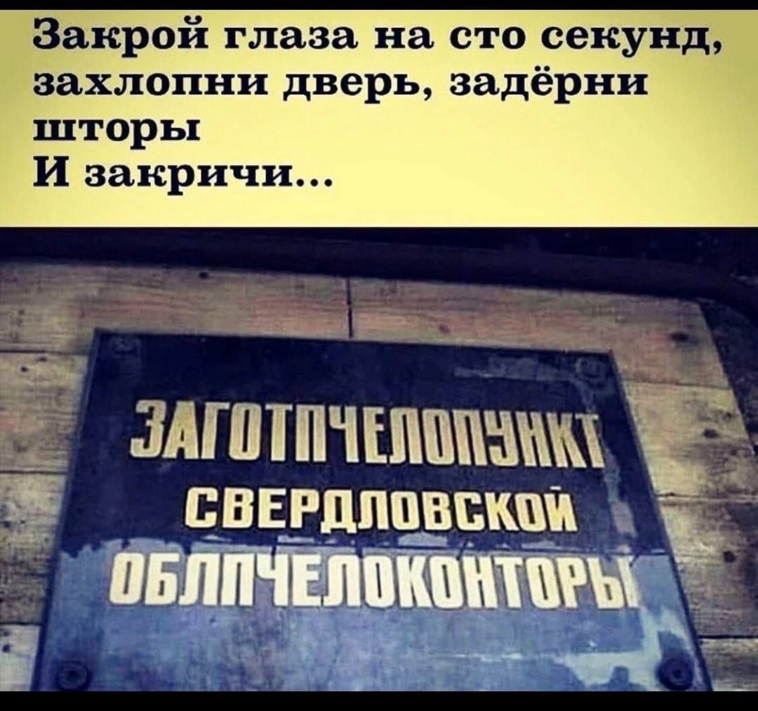 Закрой глаза на сто секунд, захлопни дверь, задерни шторы И закричи... ЗАГОТОПЧЕЛОПУНКТ СВЕРДЛОВСКОЙ ОБЛЧЕЛОКОНТЫ