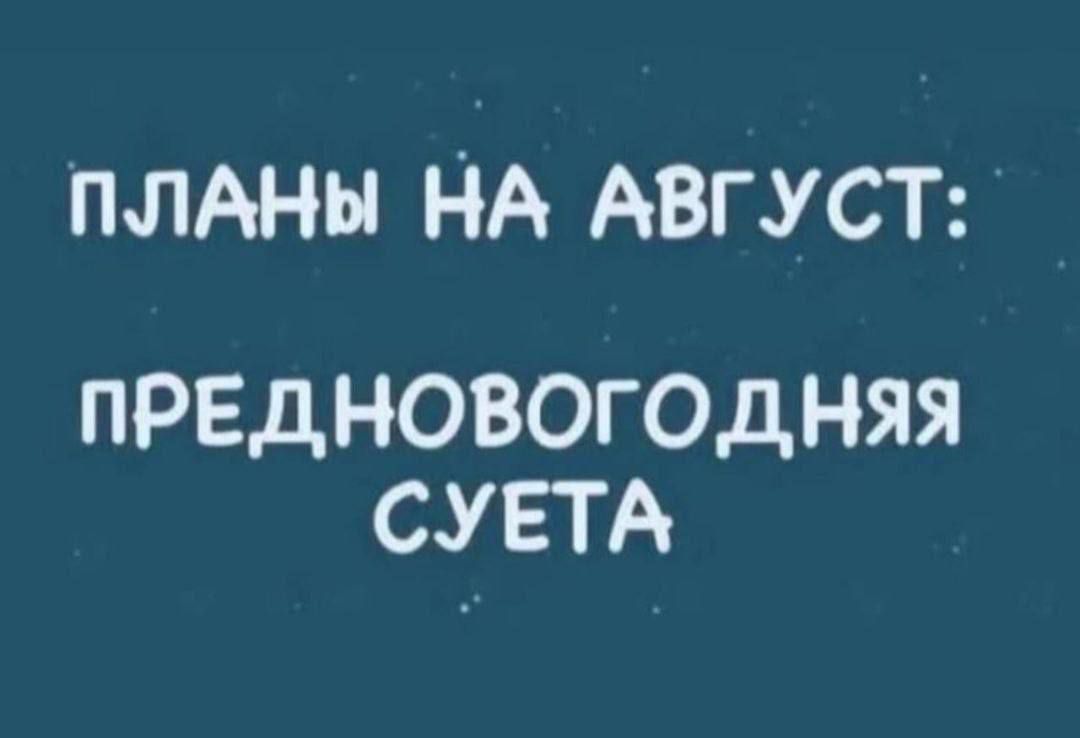 ПЛАНЫ НА АВГУСТ: ПРЕДНОВОГОДНЯЯ СУЕТА