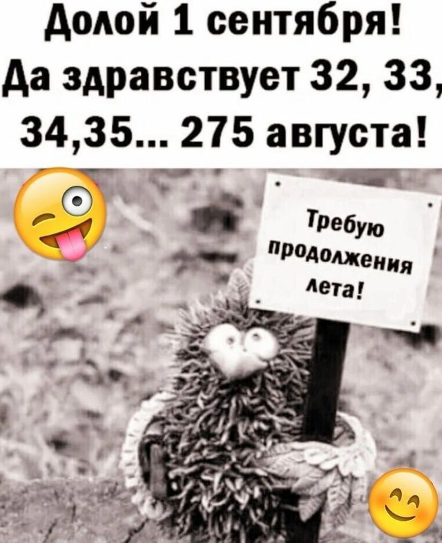 Долой 1 сентября! Да здравствует 32, 33, 34, 35... 275 августа! Требую продолжения лета!