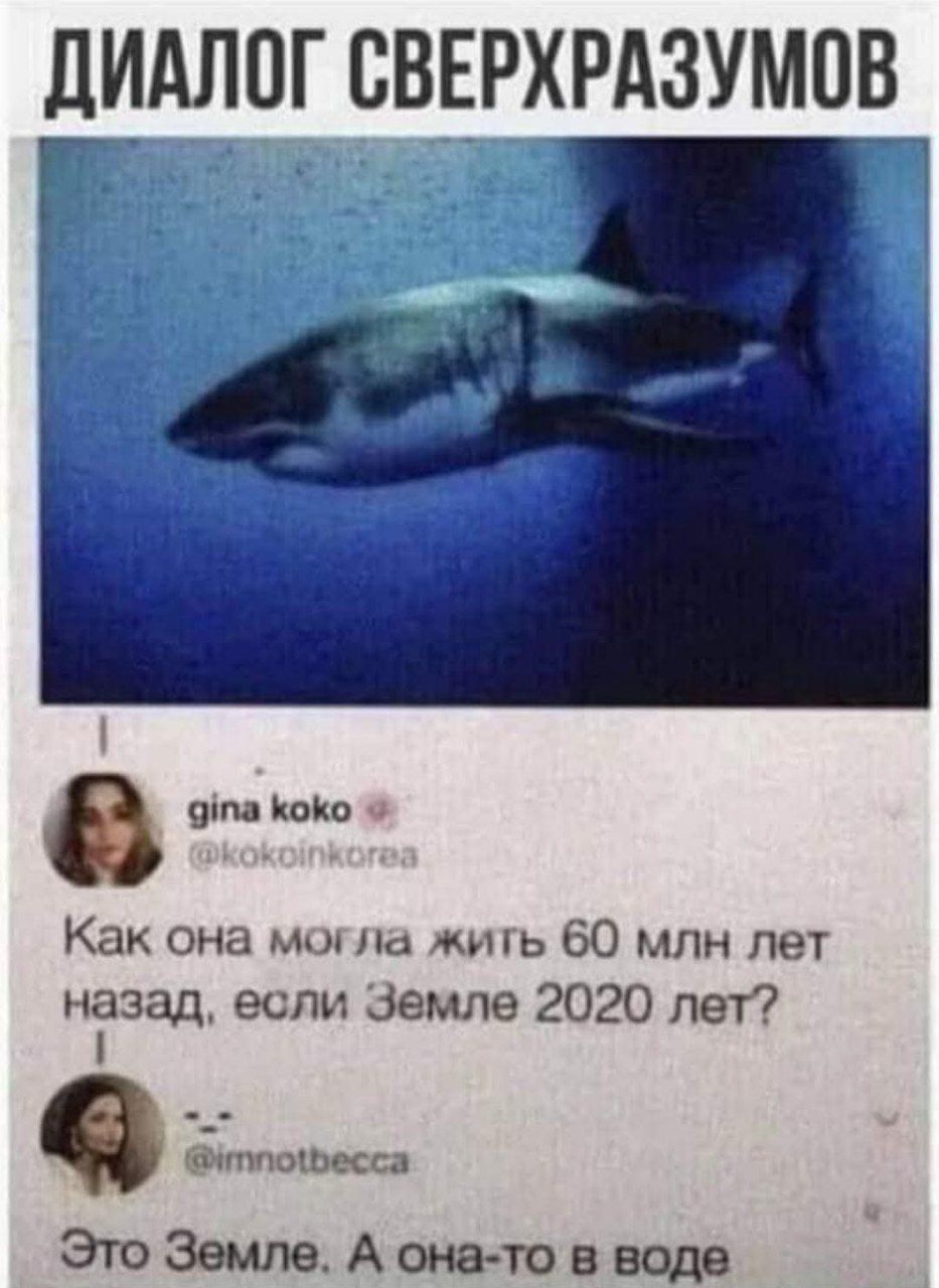 Как она могла жить 60 млн лет назад, если Земле 2020 лет? Это Земле. А она-то в воде.