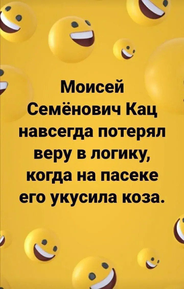 Моисей Семёнович Кац навсегда потерял веру в логику, когда на пасеке его укусила коза.