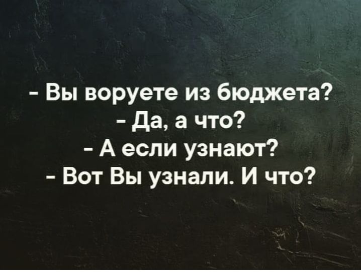 Вы воруете из бюджета Да а что А если узнают Вот Вы узнали И что