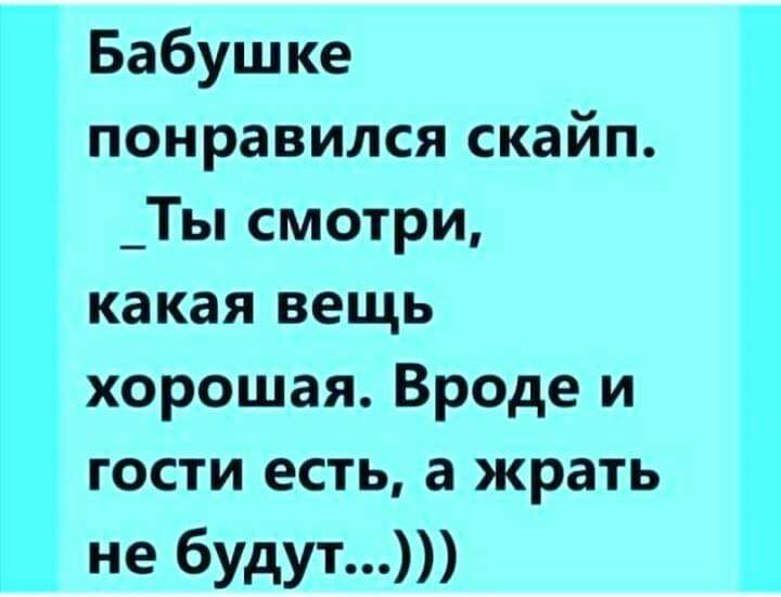 Бабушке понравился скайп _Ты смотри какая вещь хорошая Вроде и гости есть а жрать не будут