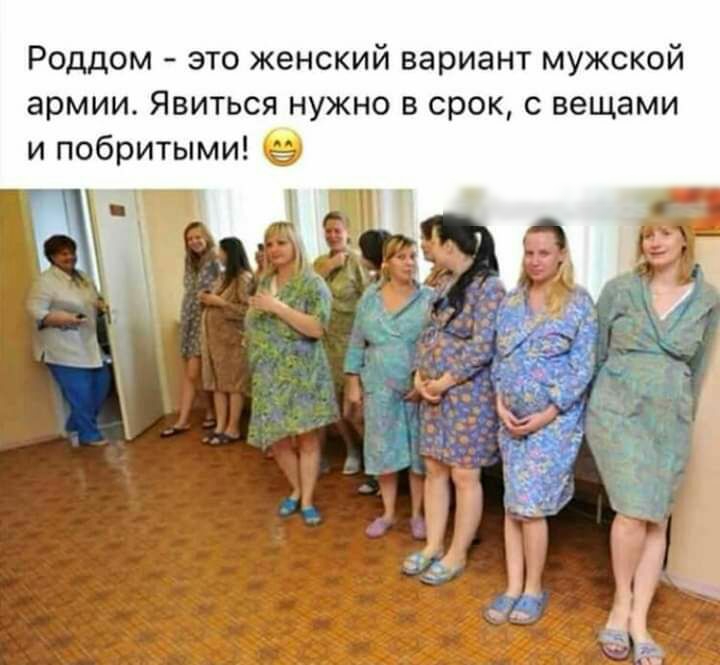 Роддом это женский вариант мужской армии Явиться нужно в срок с вещами и побритыми