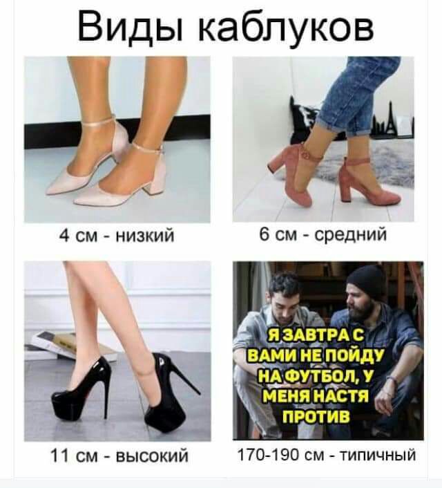 Виды каблуков 4 см низкий _ А _ндоутвол у меня мстя _ пічбтив 11 см высокий 170 190 см типичный