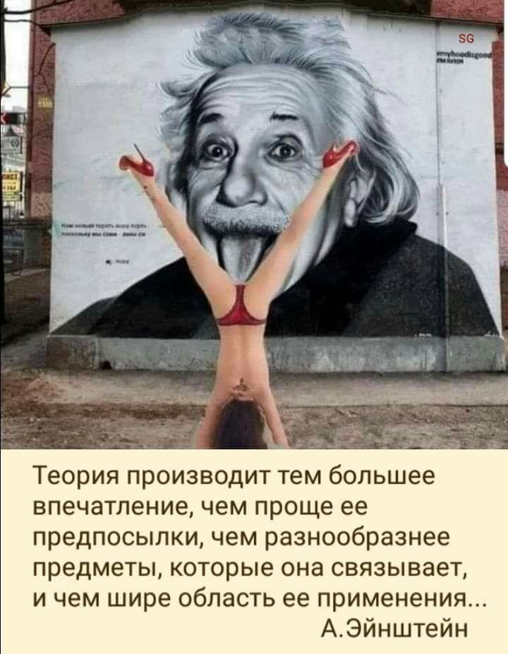 Теория производит тем большее впечатление чем проще ее предпосылки чем разнообразнее предметы которые она связывает и чем шире область ее применения АЭйнштейн